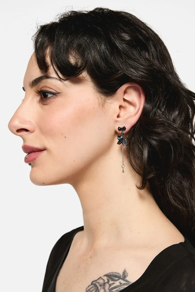 Bow Cat Drop Earrings 1