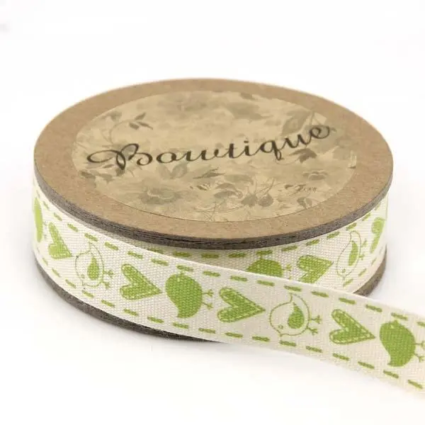Bowtique Cotton Ribbon, Lime Birds- 15Mm X 5M 1