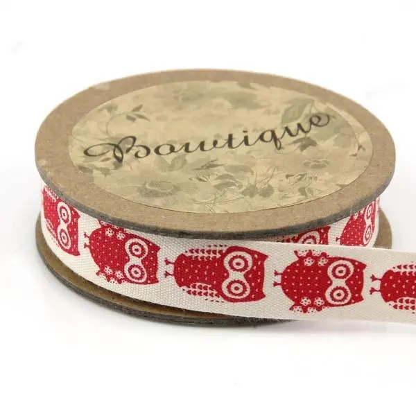 Bowtique Cotton Ribbon, Red Owls- 15Mm X 5M 1