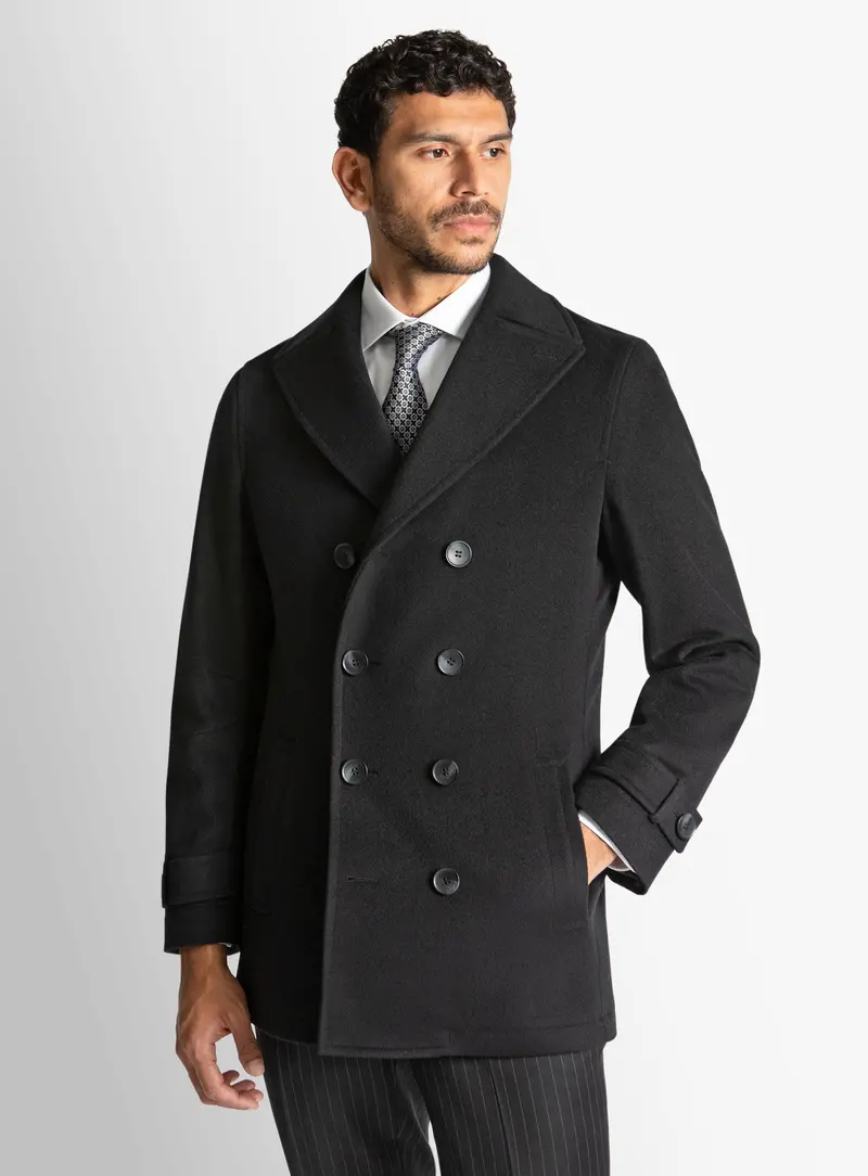 Bridge Black Wool/Cashmere Peacoat 1
