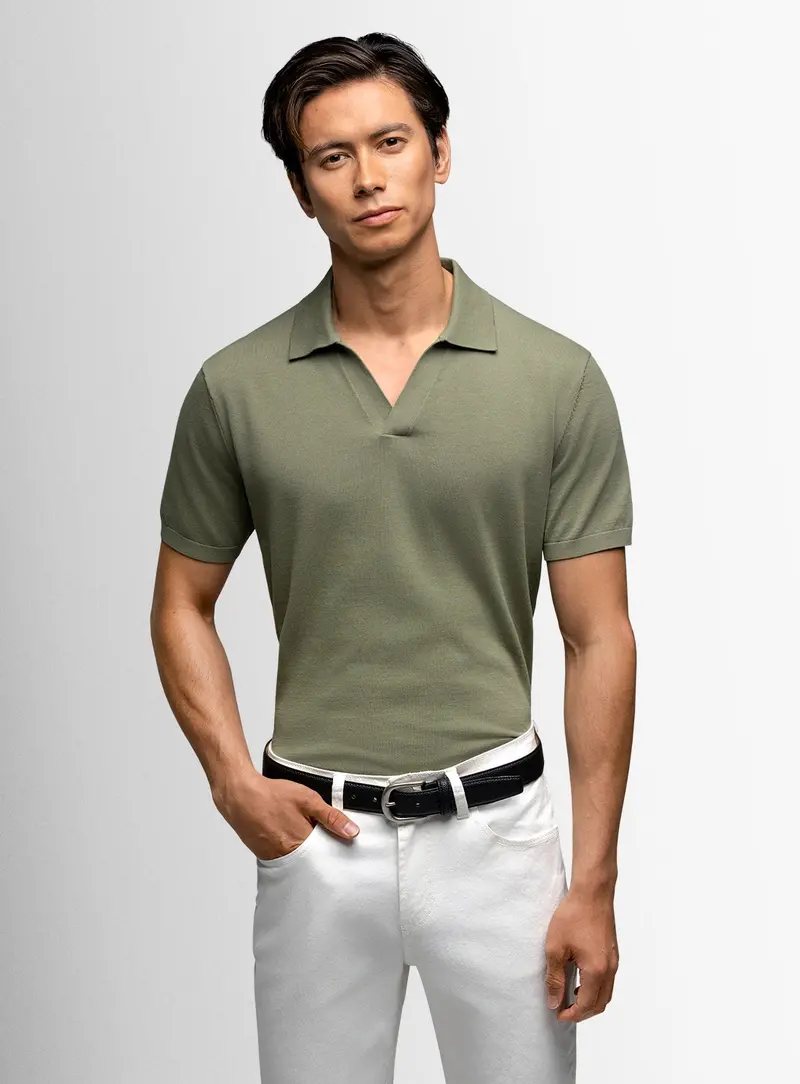 Bucco Neat Sage Green Polo 1