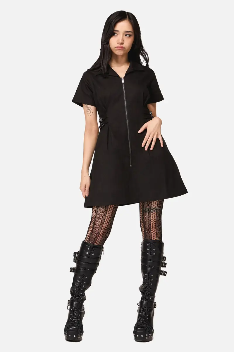 Buckled Goth Trim Dress 1