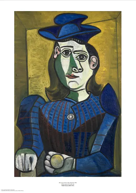 Bust Of Woman With Blue Hat Art Print 1