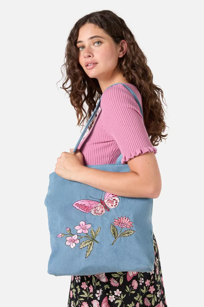 Butterfly Denim Tote 1