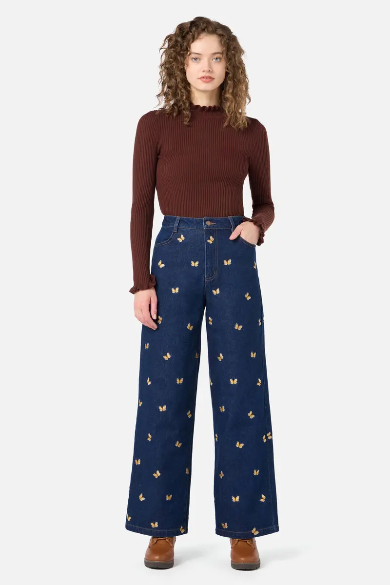 Butterfly Embroidered Jean 1