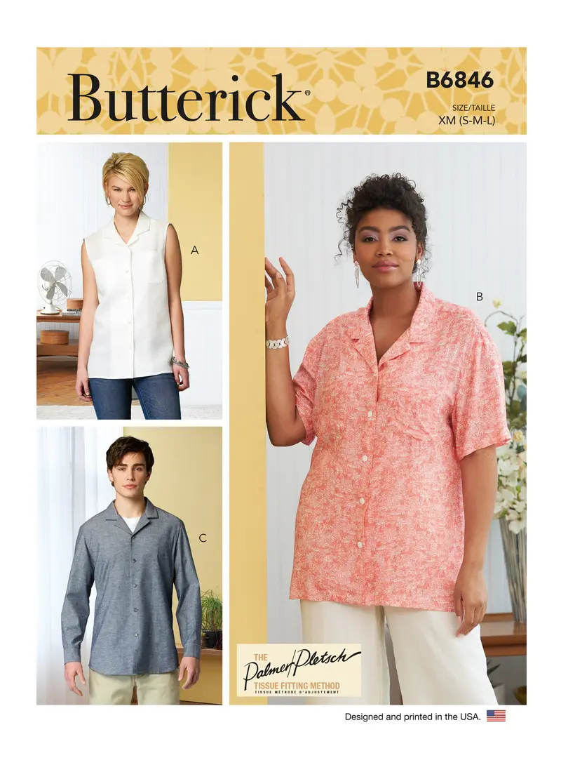 Butterick Pattern B6846 Unisex Button-Down Shirts 1