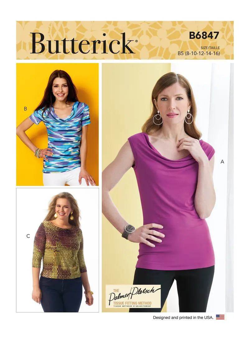 Butterick Pattern B6847 Misses' Cowl-Neck Tops 1