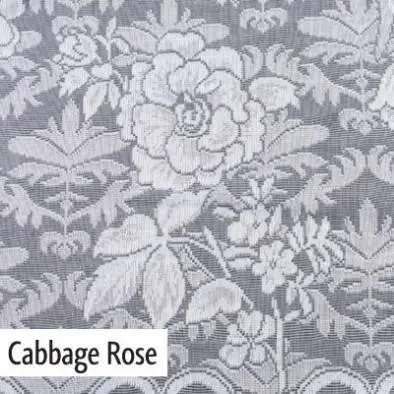 Cabbage Rose Lace Curtain Pack, White- 213Cm Drop 1