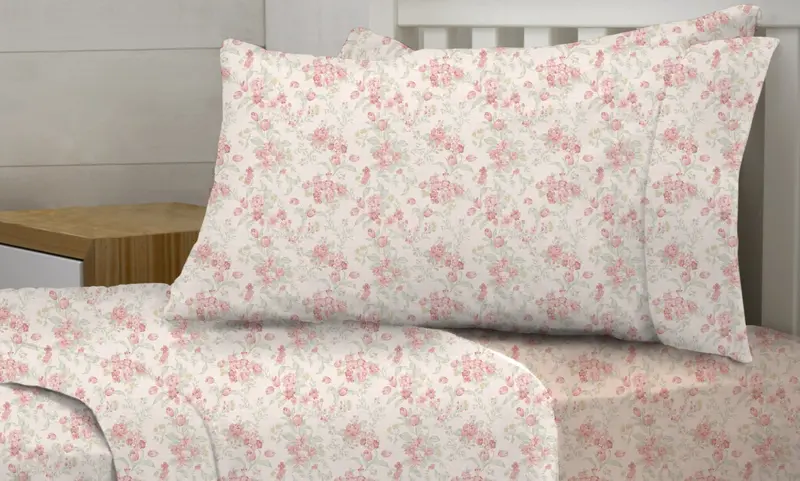 Cambridge House Flannelette Sheet Set, Faded Floral 1