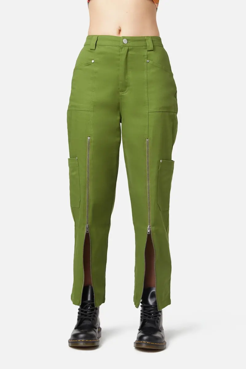 Cargo Drill Zipper Pants 1