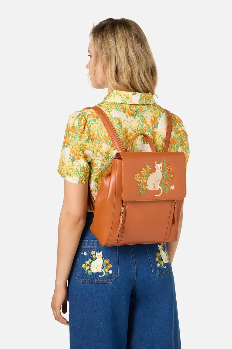 Cat & Flora Embroidery Backpack 1