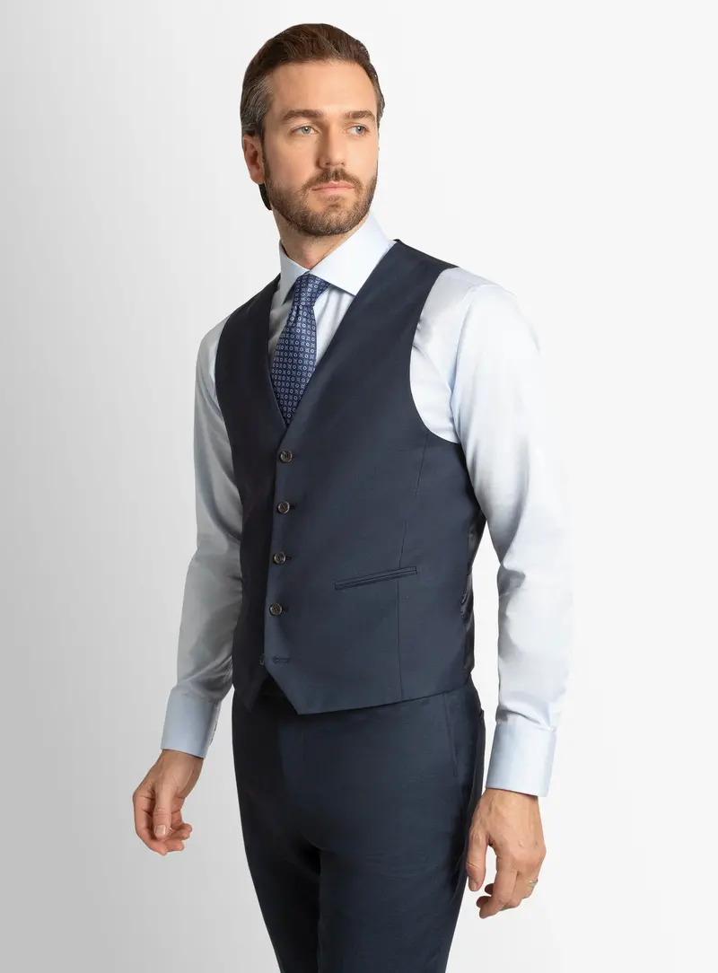 Cayman Birdseye Navy Vest 1