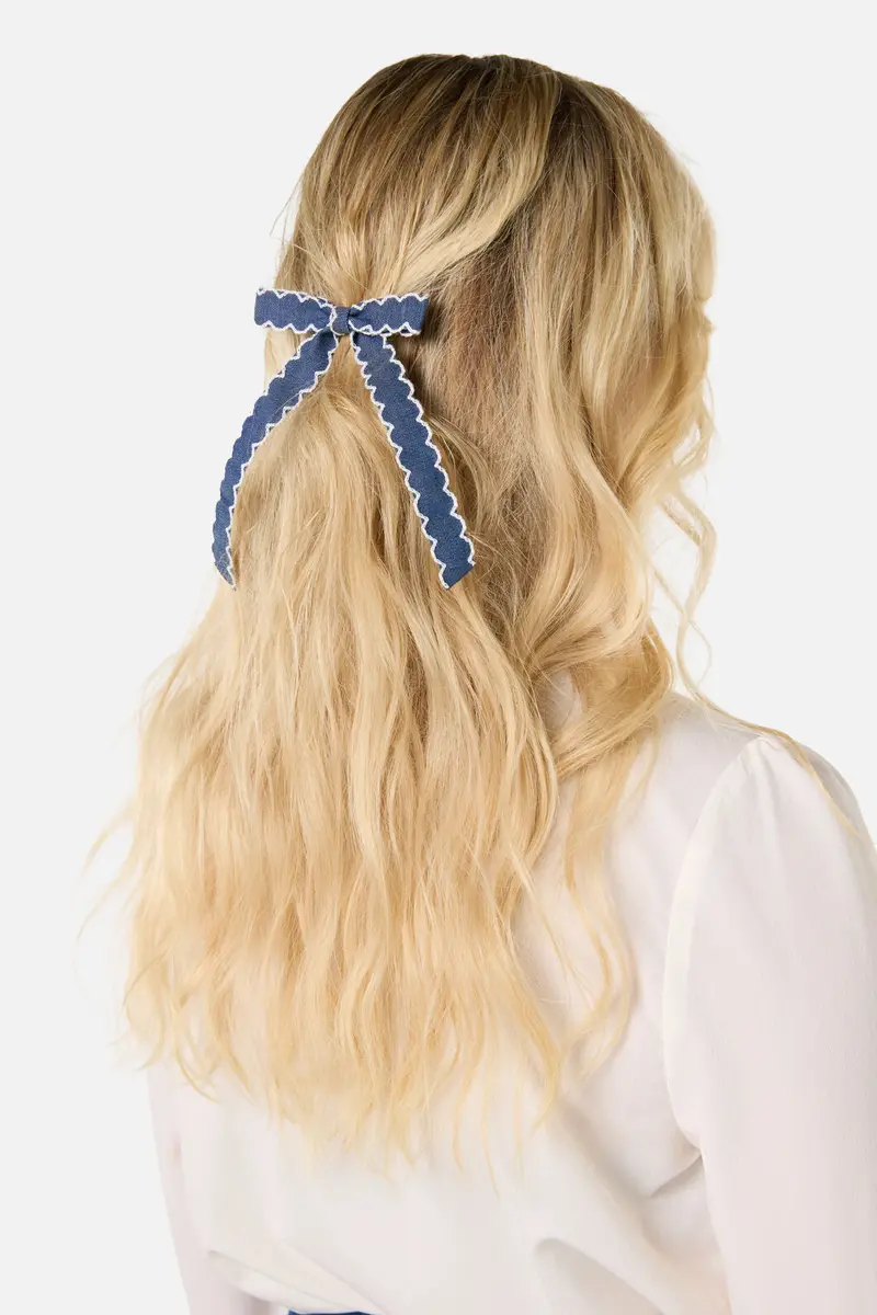 Chambray Bow Hair Clip 1
