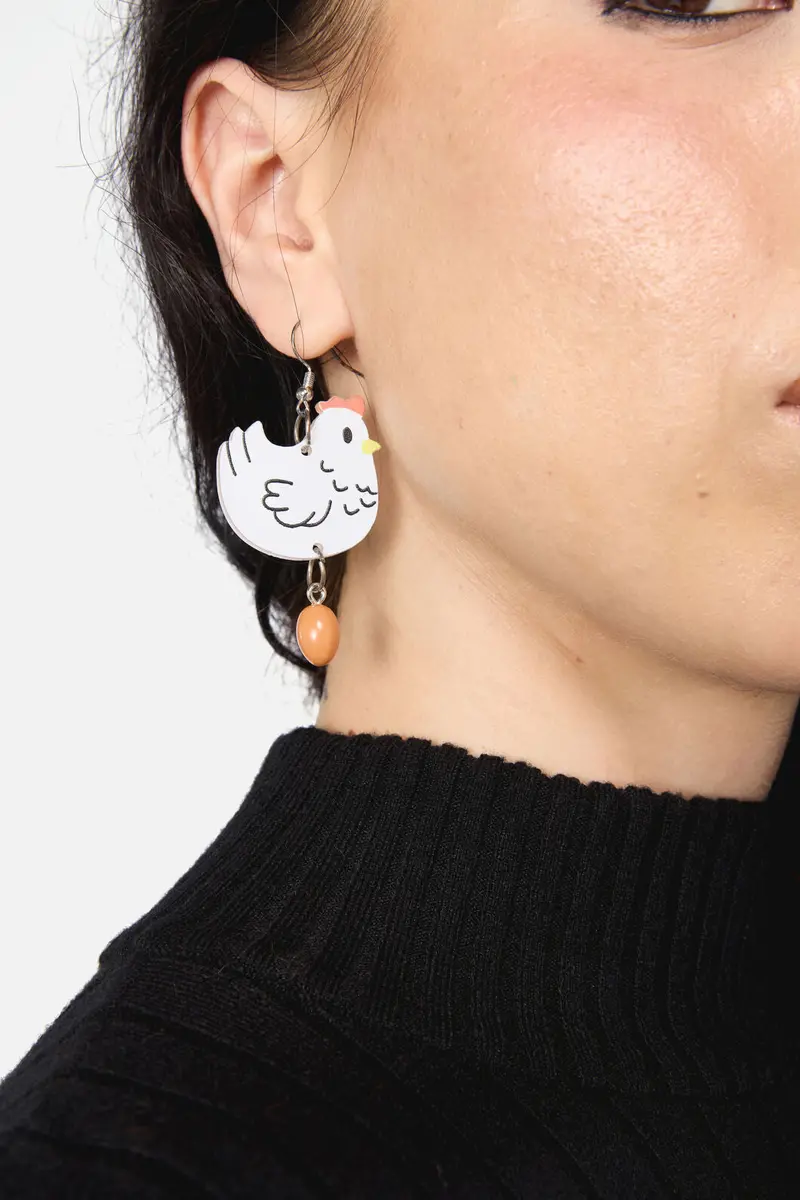 Chicken & Egg Earrings 1