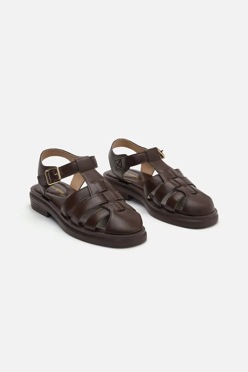 Chocolate Wide Strap Sandal 1