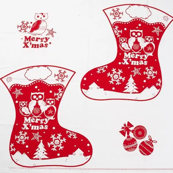 Christmas Cotton Fabric, Red Stocking- Width 112Cm 1