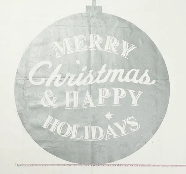 Christmas Cotton Fabric, Silver Glitter Ball- Width 112Cm 1