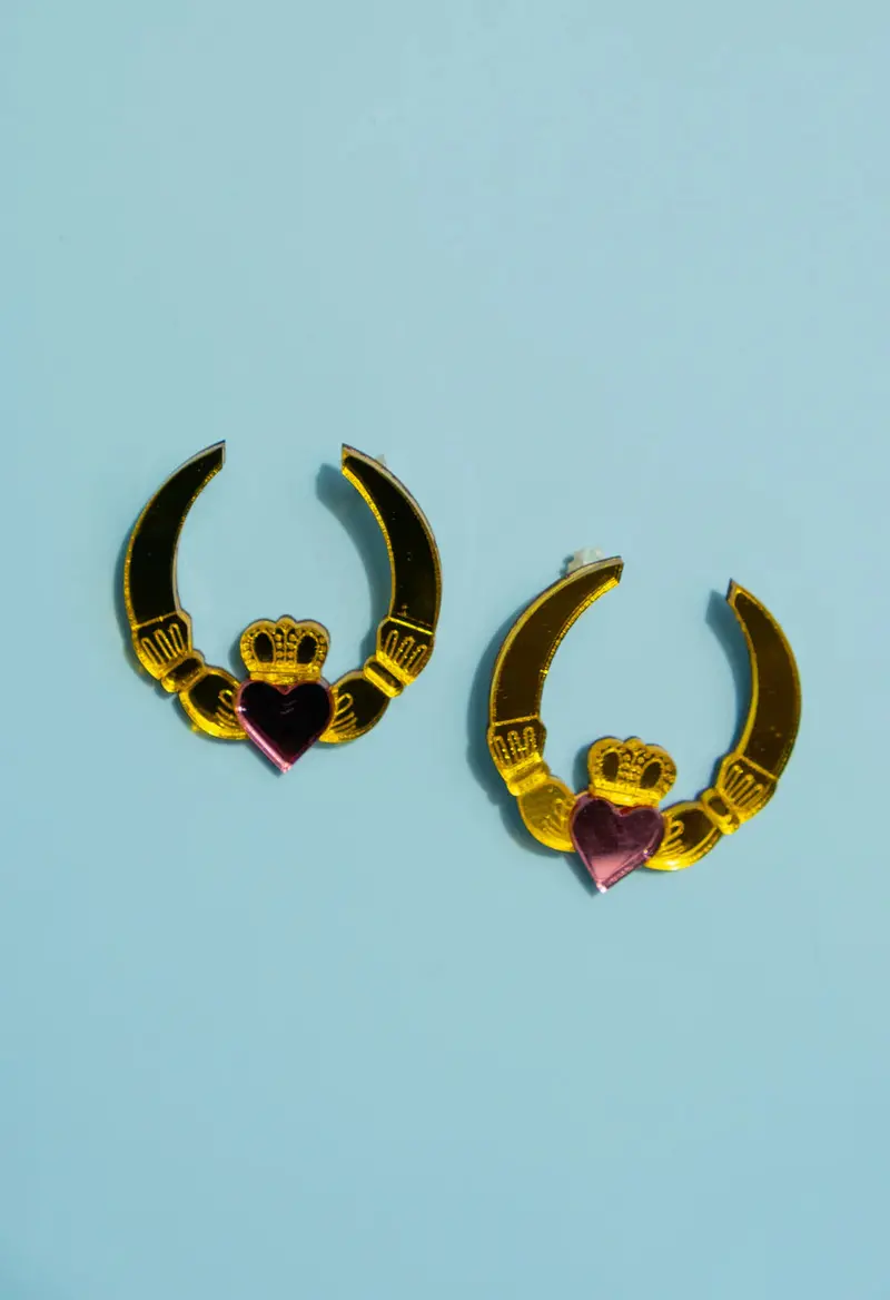 Claddagh Ring Earrings Gold 1
