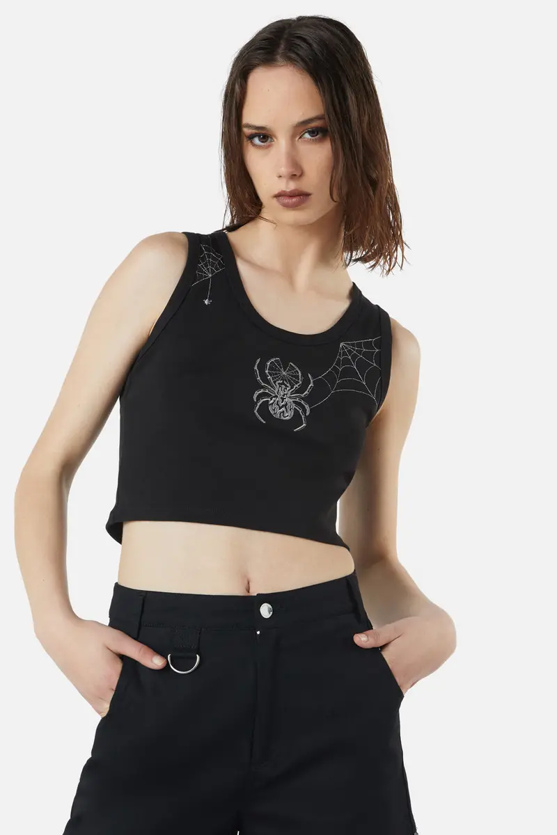 Cobweb Embroidered Tank 1