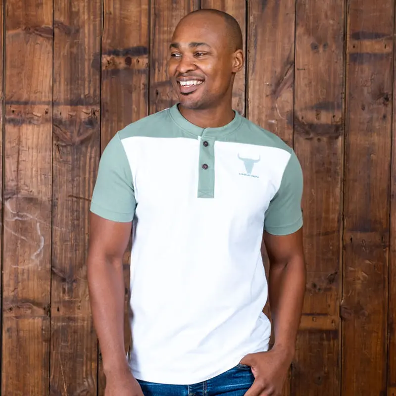 Colourblock Panel Henley Pelican 1