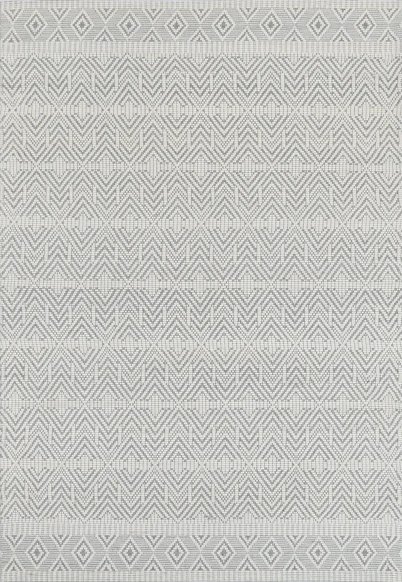 Copacabana Chevron Light Grey Wool Rug 1