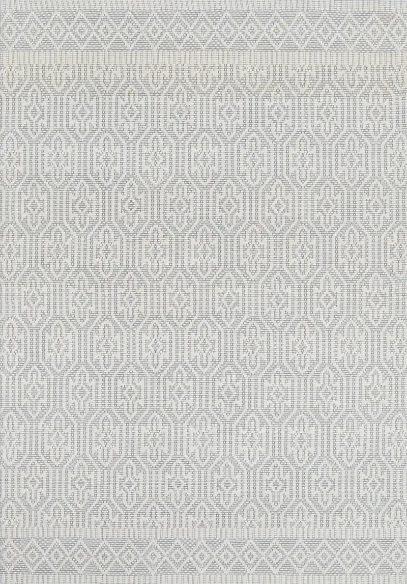 Copacabana Geometric Light Grey Wool Rug 1