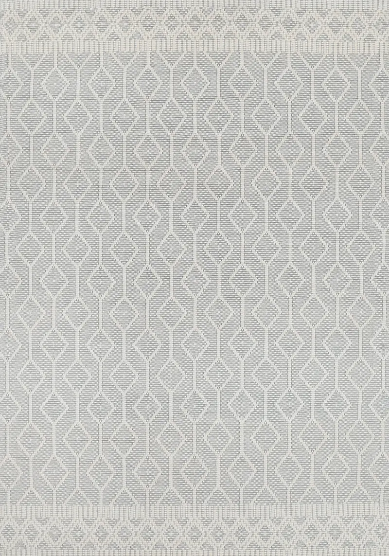 Copacabana Lattice Light Grey Wool Rug 1