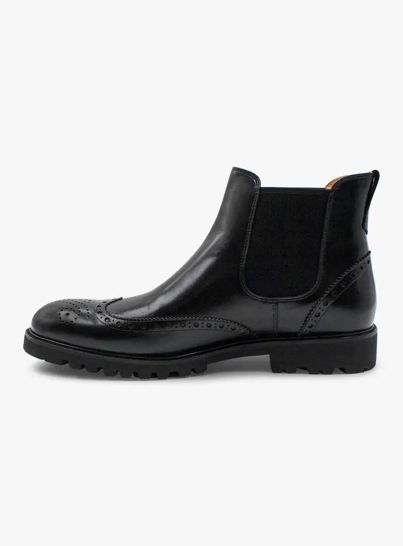 Corenzo Brogue Black Chelsea Boot 1