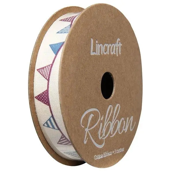 Cotton Ribbon, Bunting Red Blue- 15Mm X 3M 1