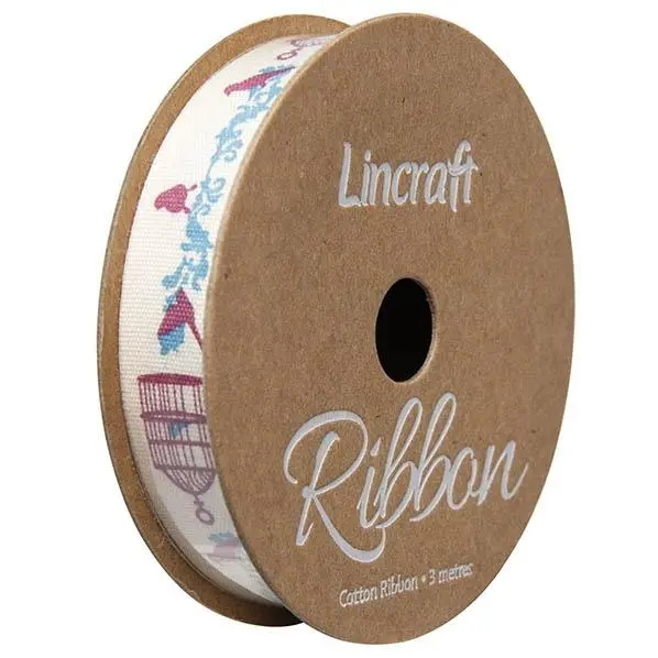 Cotton Ribbon, Cages Blue Red- 15Mm X 3M 1