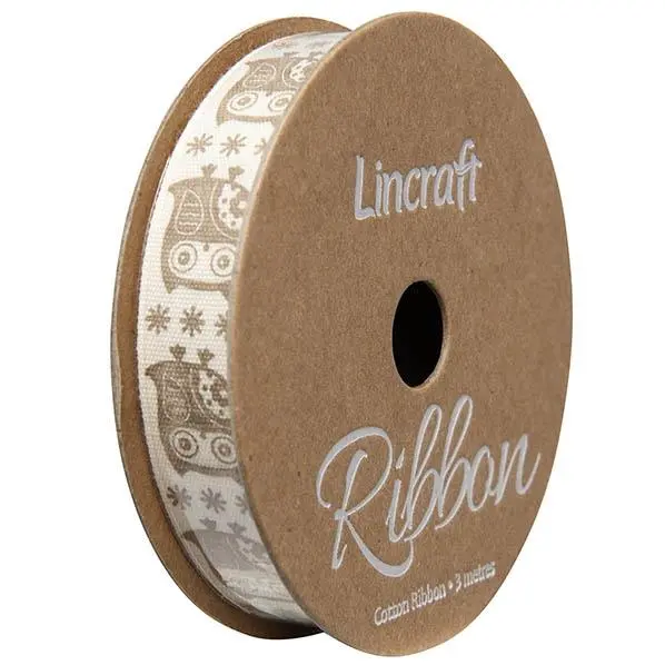 Cotton Ribbon, Coffee Owl- 15Mm X 3M 1