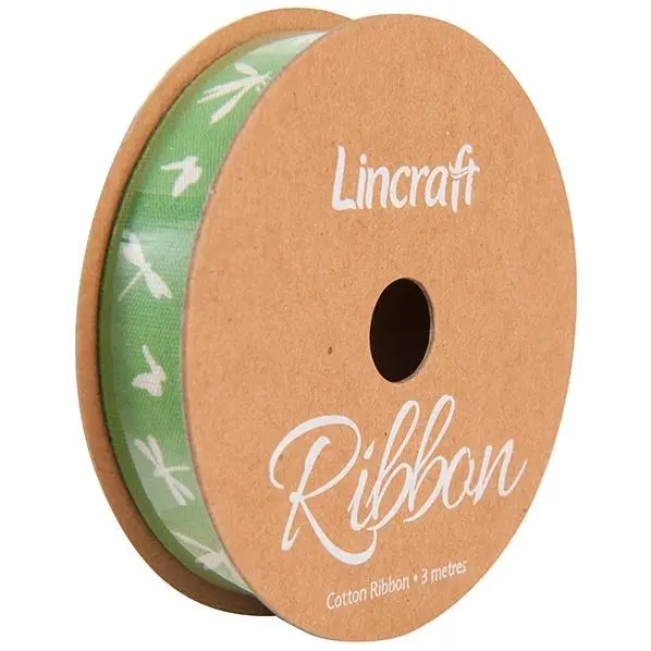 Cotton Ribbon, Dragonfly Green- 15Mm X 3M 1