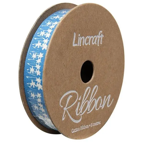 Cotton Ribbon, Flowers Sky- 15Mm X 3M 1
