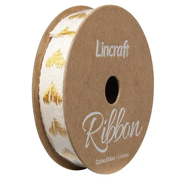 Cotton Ribbon, Heart Gold- 15Mm X 3M 1