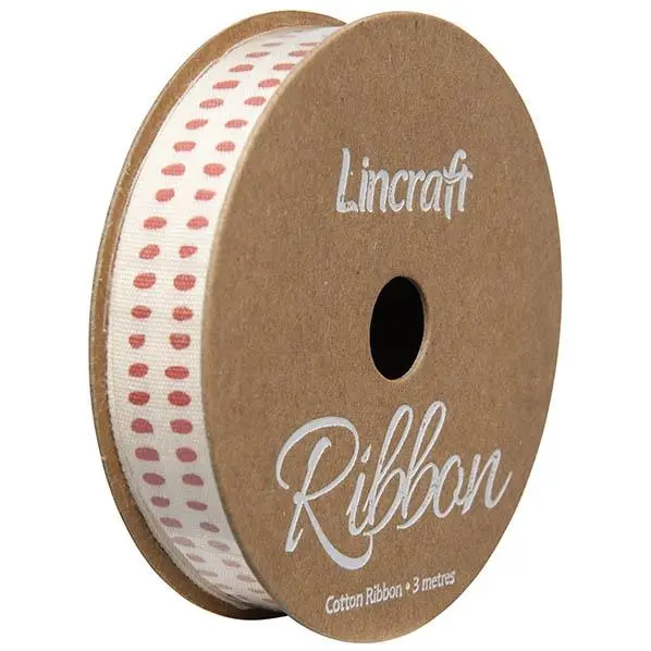 Cotton Ribbon, Spots Red- 15Mm X 3M 1