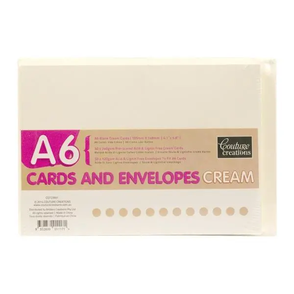 Couture Creations Card Plus Envelope Set, Cream- A6 1