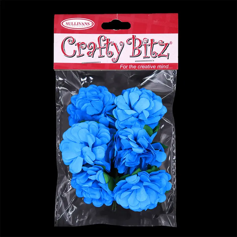 Crafty Bitz Flower With Stem, Pale Blue- 6Pk 1