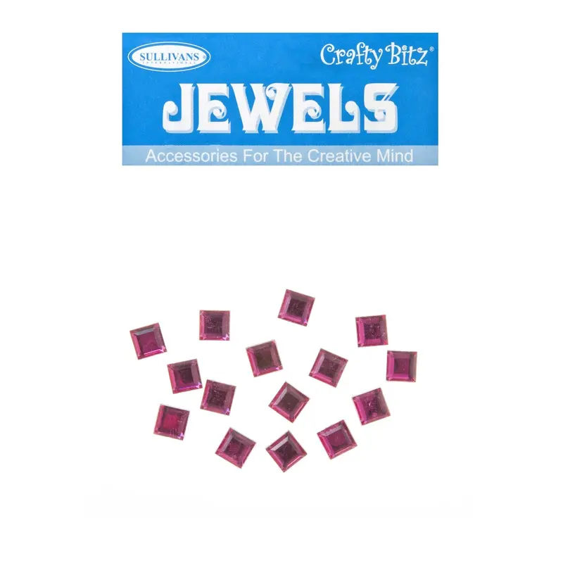 Crafty Bitz Jewels, Square Hot Pink- 15Pc 1