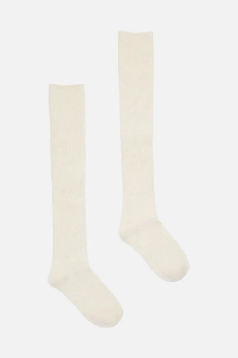 Cream Long Rib Sock 1