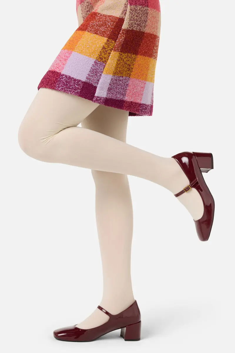 Cream Plain Tights 1
