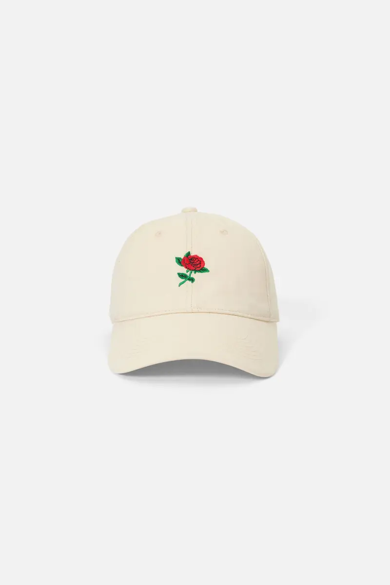 Cream Rose Embroidered Cap 1