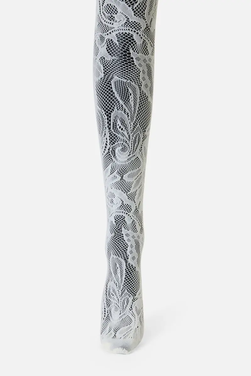 Cream Swirls Fishnet Tights 1