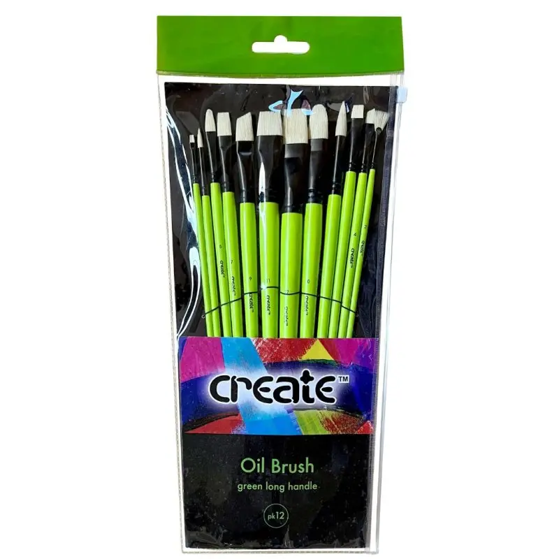 Create Green Long Handle Oil Brush Pack Of 12 1