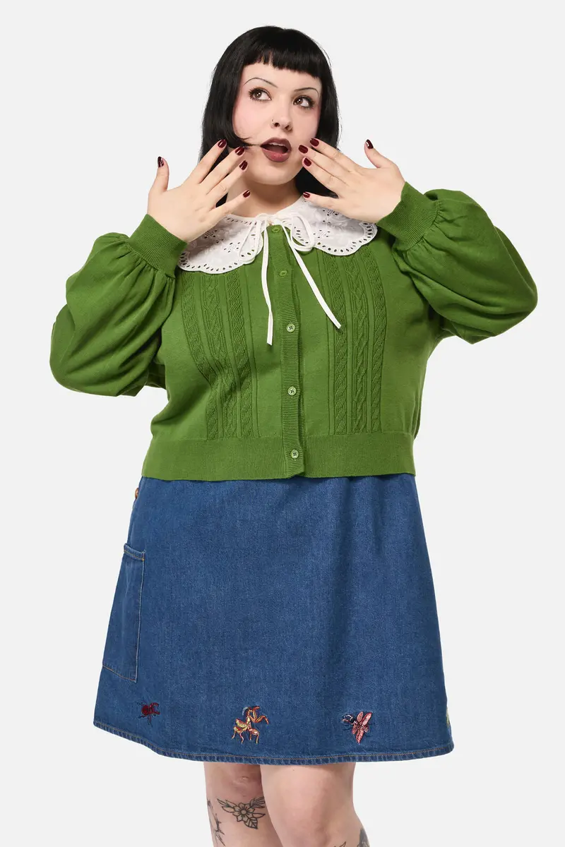 Curve Insect Lover Lace Trim Cardigan 1