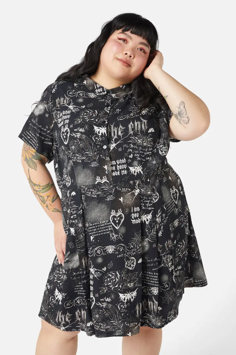 Curve Lover's Departure Print Dress 1