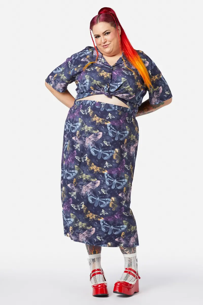 Curve Lunar Moth Print Maxi Skirt 1