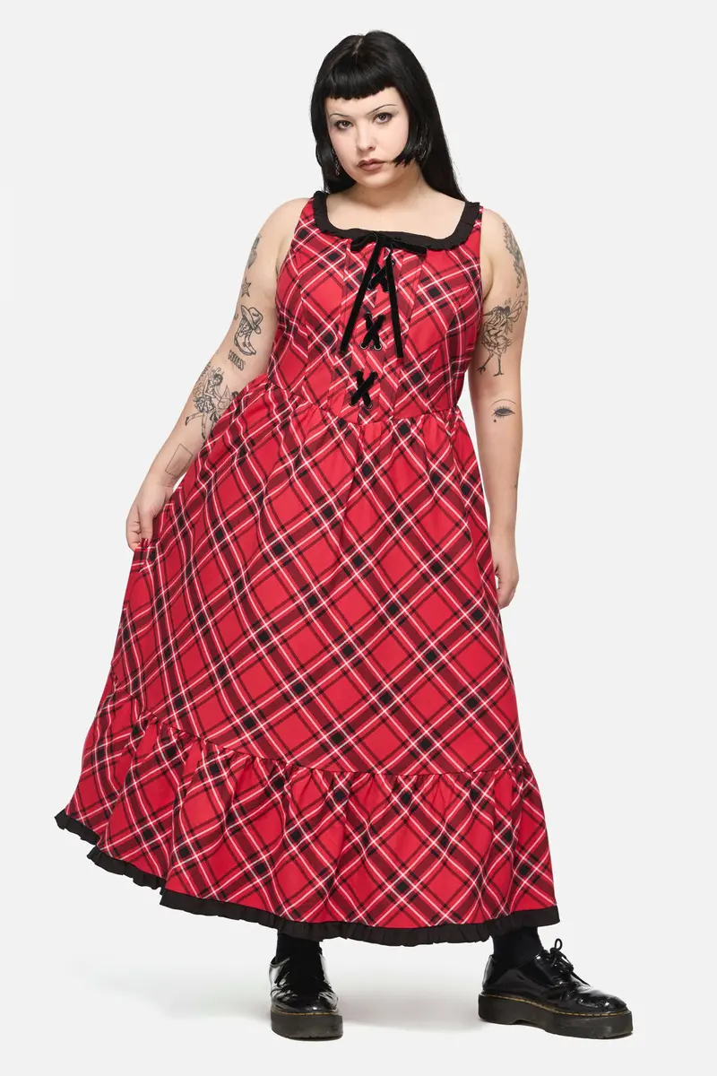 Curve Piracy Punk Tartan Midi Dress 1