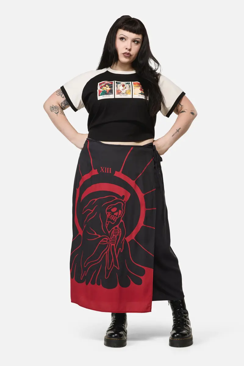 Curve Reaper Goth Midi Wrap Skirt 1