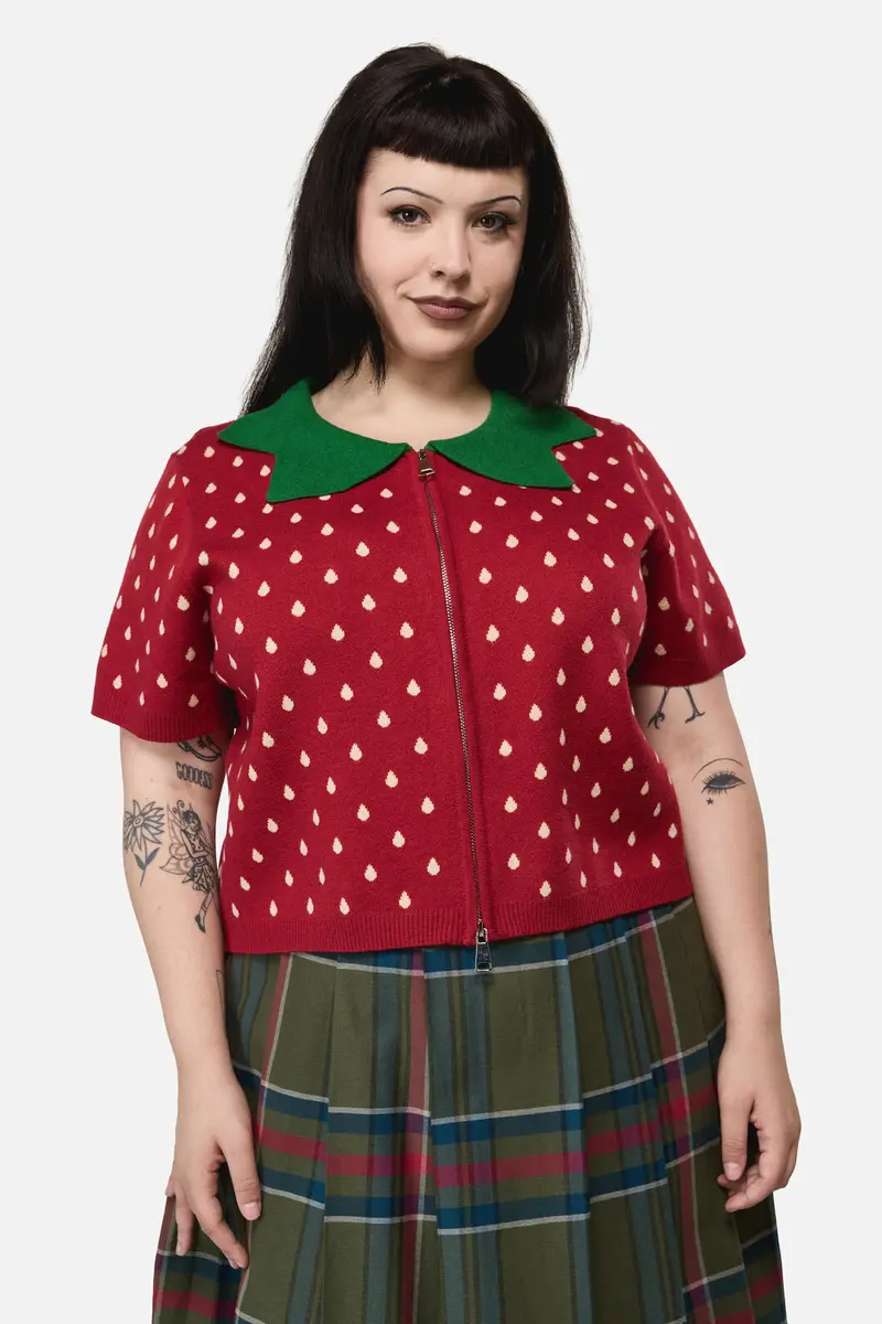 Curve Strawberry Leaf Ss Cardi 1