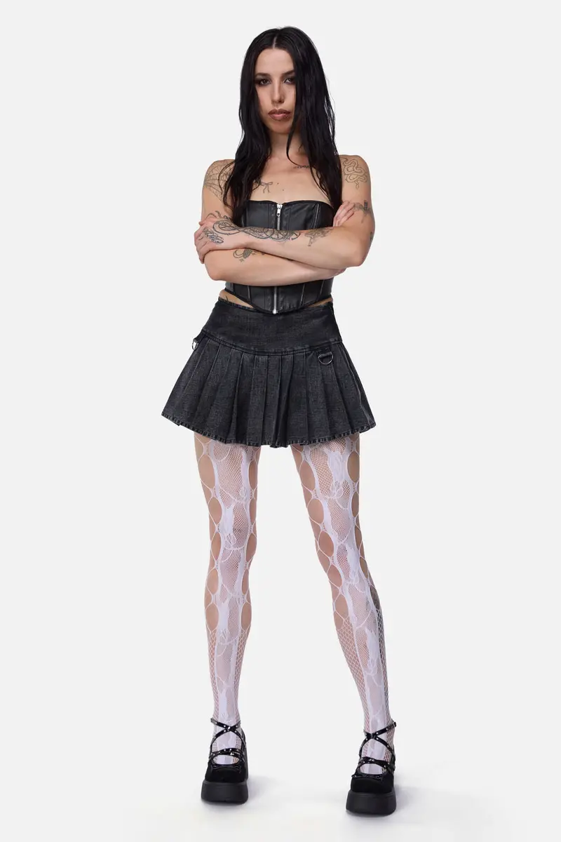 Cut Out Floral Mesh Tights 1